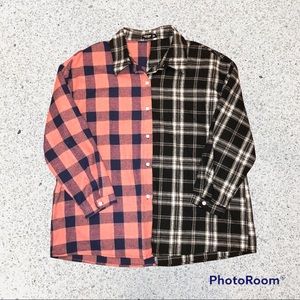 Shein Multicolor Flannel Butten Down Top